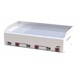 3 zónás RedFox asztali elektromos rostlap 2/3 sima, 1/3 bordázott, krómozott sütőfelülettel